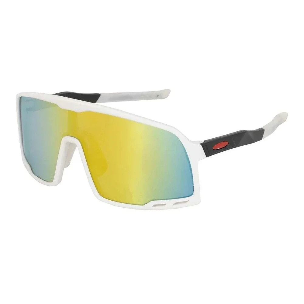 Sport Sunglasses Shield Orange Fire Mirrored Lens Glasses Men Street Wear Trendy